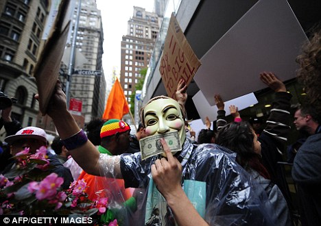 Mass protest: Occupy Wall Street members again campaign in New York's financial district, scenes that could soon happen in London